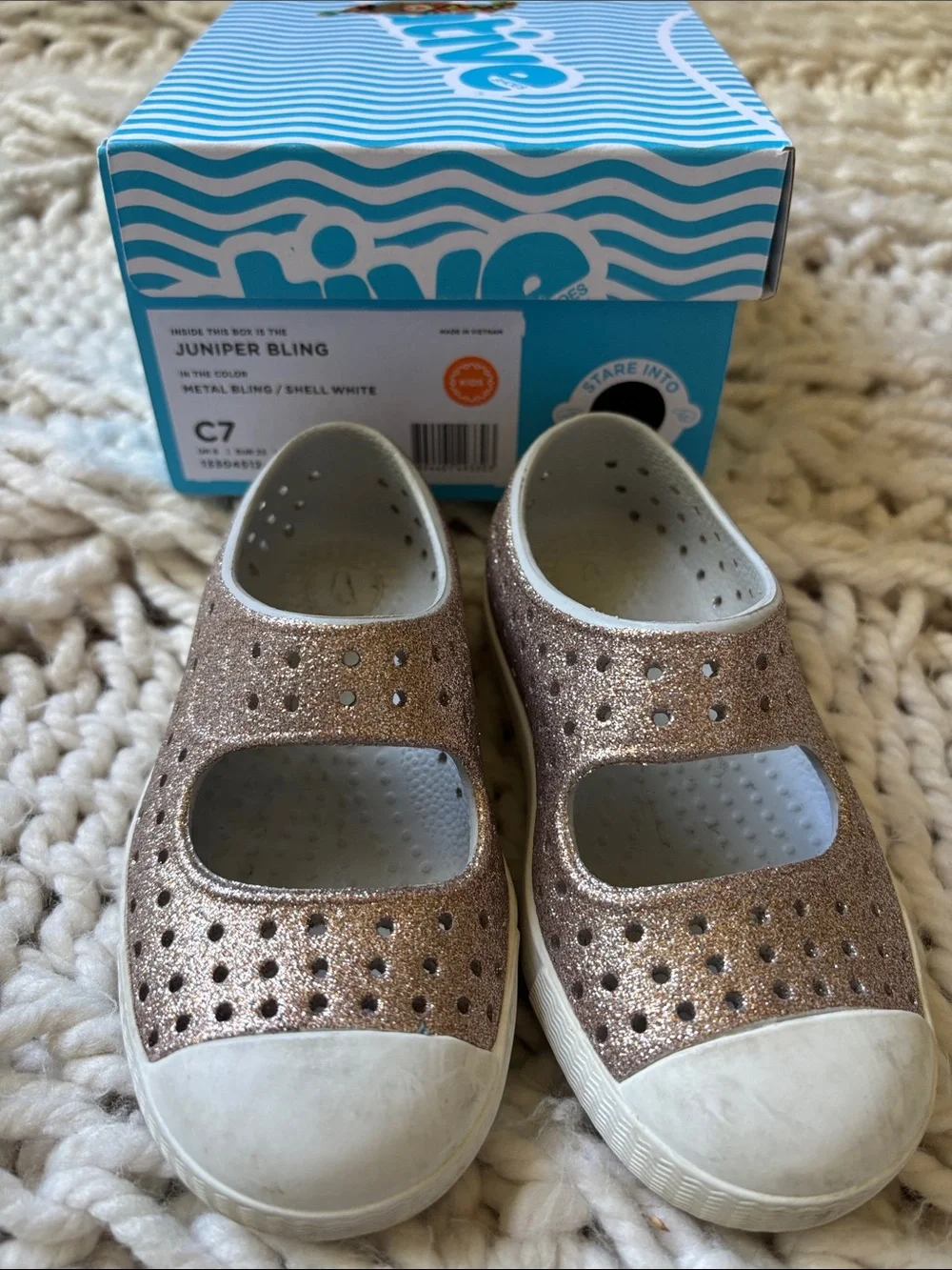 Native Shoes Juniper Bling Kids Mary Jane - Metallic Rose